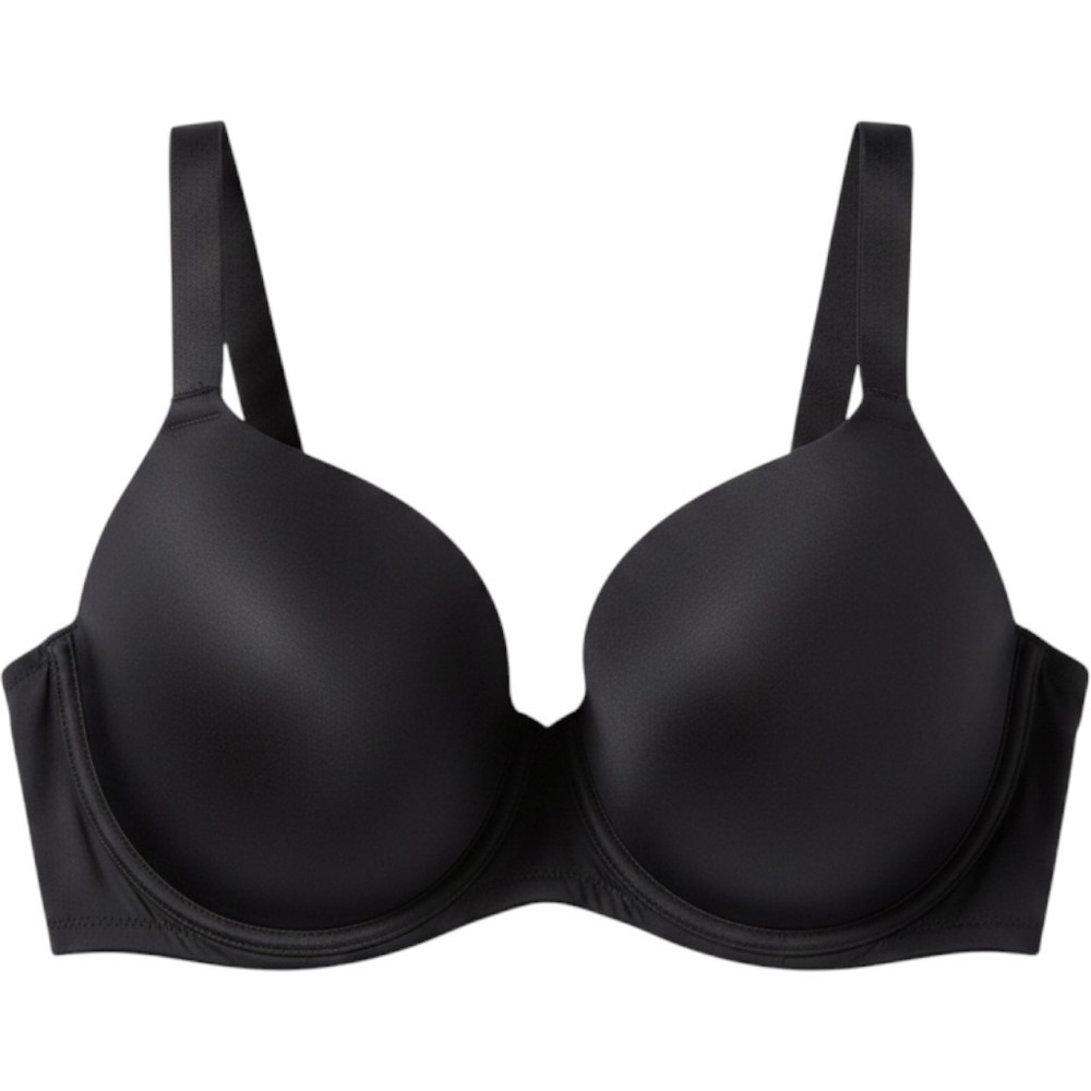 Paramour Bra Womens 36DDD Black T-Shirt Full Coverage Underwire Molded Stretch